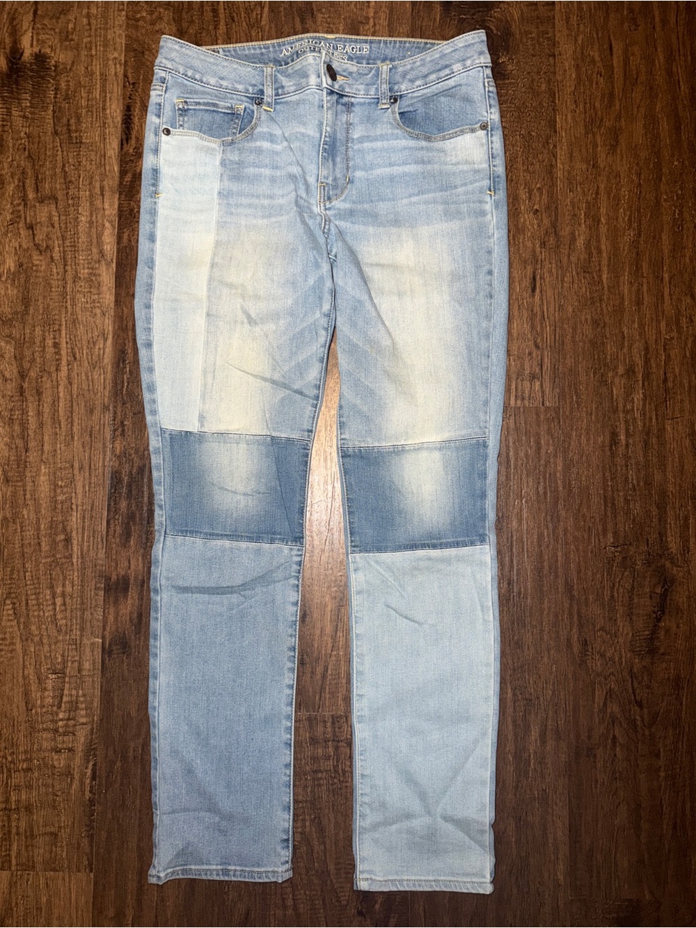 American Eagle Outfitters Light Blue Patchwork Skinny Jeans